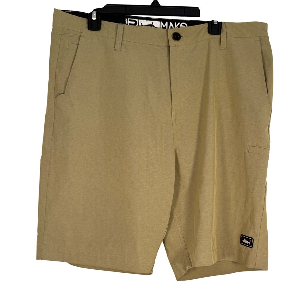 Pelagic Mako Hybrid Shorts Mens 36 Tan Khaki Fishing Boating Board Shorts